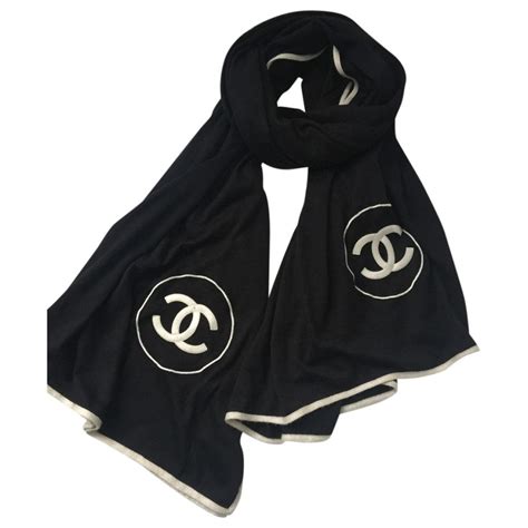 black and grey chanel scarf|chanel cashmere stole.